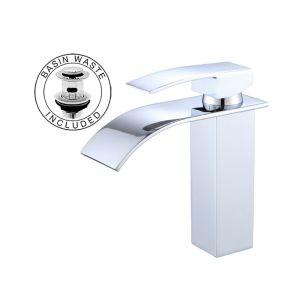 OE CalmCascade Bathroom Basin Mixer Tap – Waste Included Basin Mixer Tap with Pop Up Waste