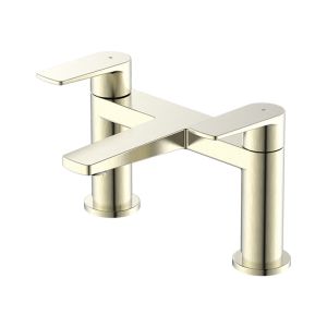 OE Ra Brushed Gold Deck Mounted Bath Filler - Double Lever, Brass Construction