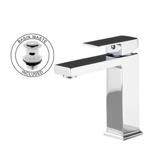 OE Isis Bathroom Basin Mixer Tap with Waste - Pop Up Lever, Chrome Mono Mixer Tap