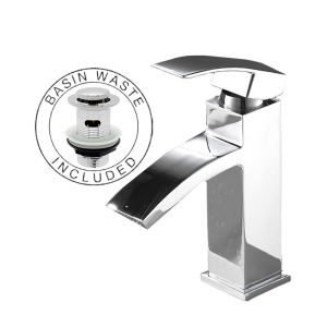 OE Osiris Bathroom Basin Mixer Tap with Waste: High-Quality Brass Construction, Chrome Finish