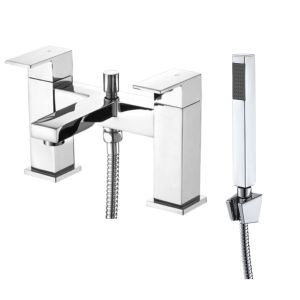 OE Isis Deck Mounted Bath & Shower Mixer Tap - Chrome Double Lever with Brass Body Construction